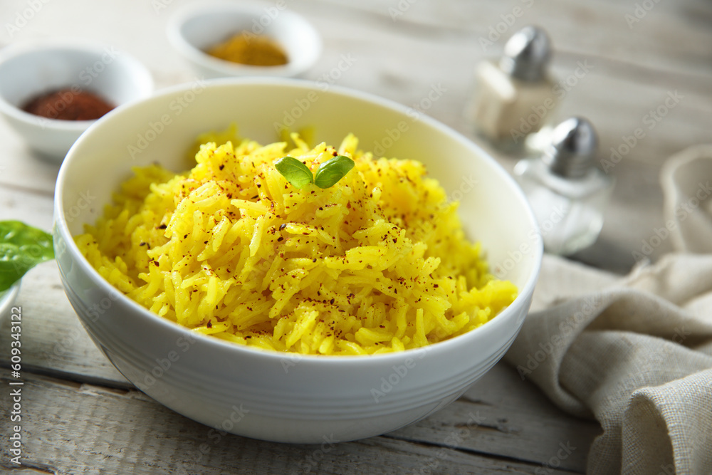 Homemade rice with saffron and pepper Homemade rice with saffron and pepper