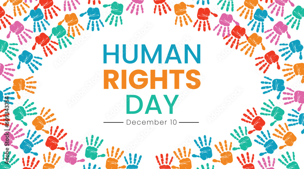 Digital vector illustration for Human Rights Day. Full with colorful palm hand illustration