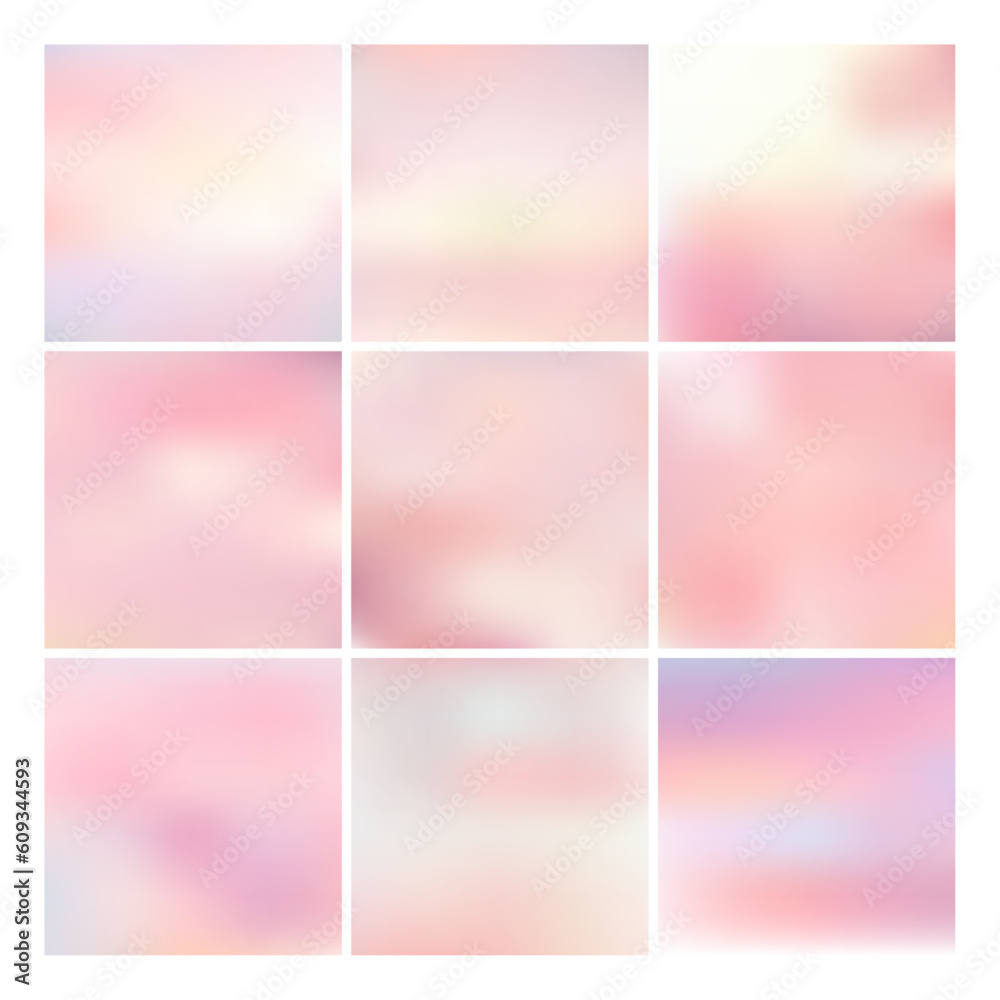 Vector set of abstract multicolored blurred background. sunset color.