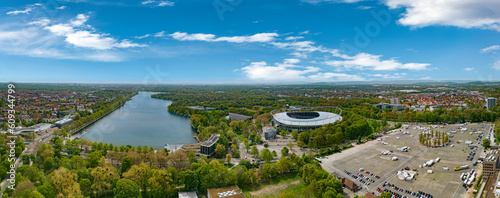 Aerial view of the Masch Lake in Hannover, Germany