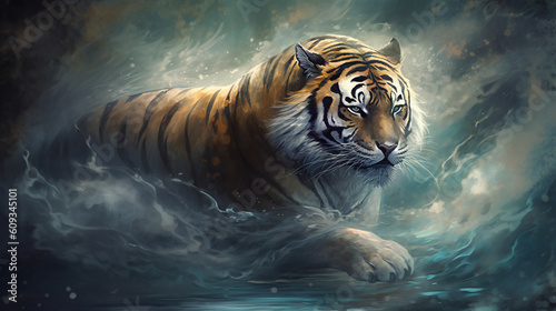 Tigers and Nature  Created using generative AI.