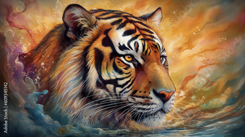 Tigers and Nature, Created using generative AI.