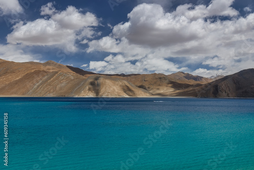 Pangong Lake is the highest saltwater lake in the world,Pangong Tso or Pangong Lake is an endorheic lake spanning eastern Ladakh and West Tibet situated at an elevation of 4,225 m , Ladakh, India, 
