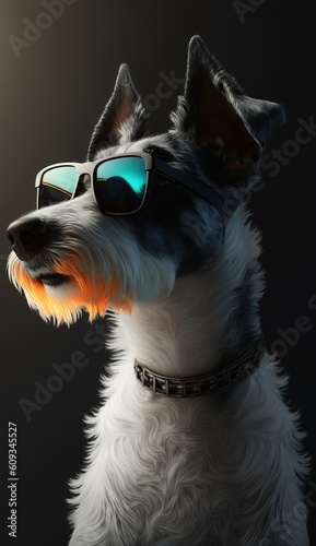 A dog wearing sunglasses photo