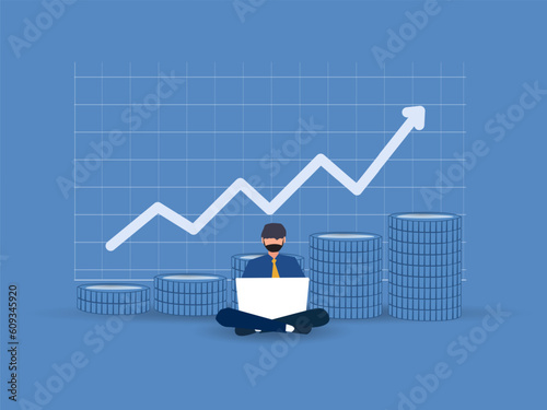 Financial performance of return on investment, ROI concept with arrows. Increase income profit margin. profit profit from business growth cost sales icon dollar sign. vector illustration