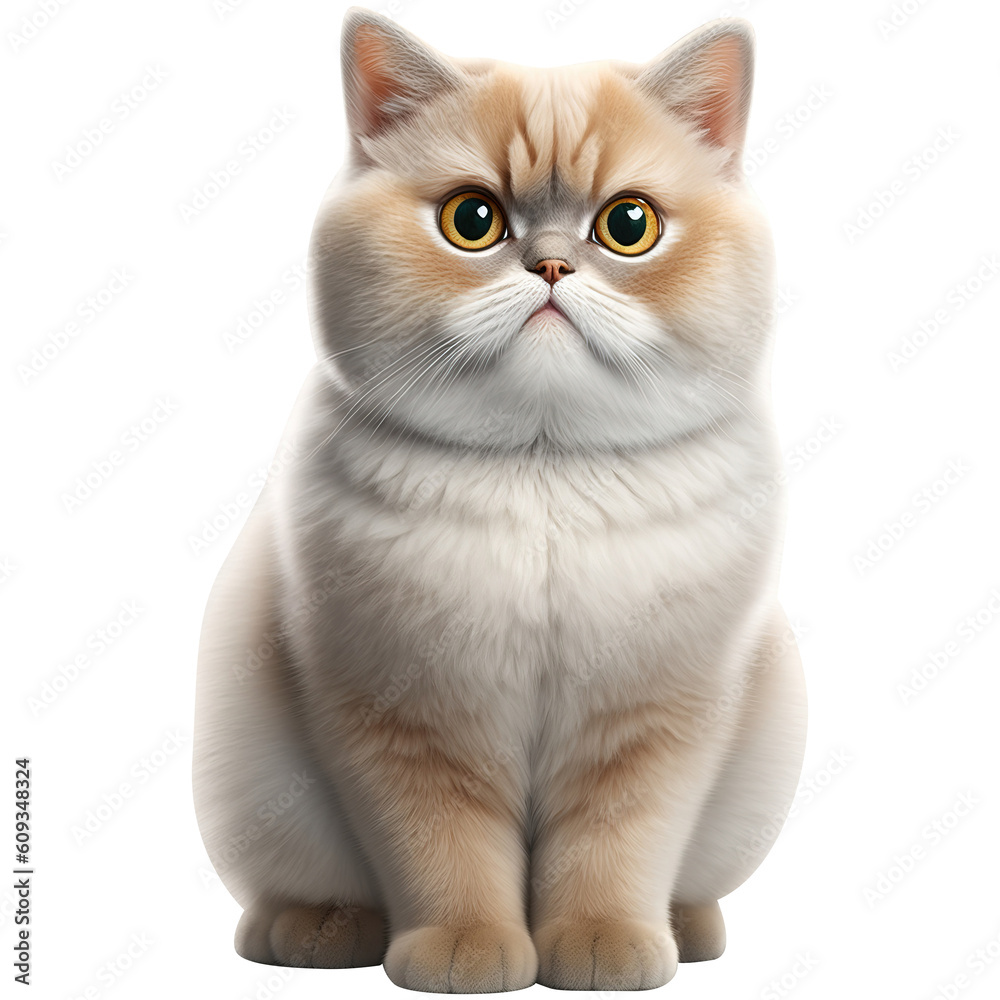 Cute brown eyed yellow cat, PNG background