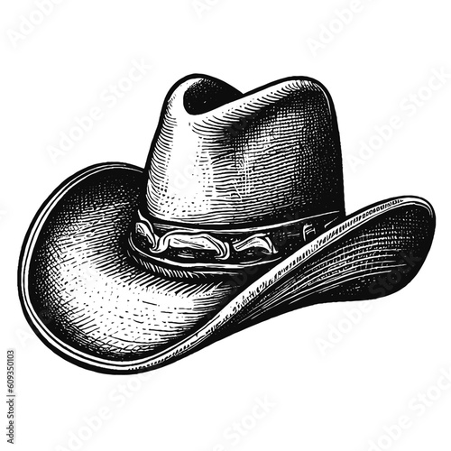cowboy hat vector sketch, western style hat
