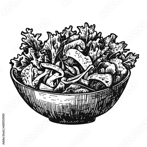 bowl of salad vector sketch