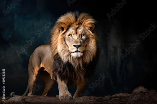 Majestic lion in its natural habitat  captivating and powerful. Generative AI.