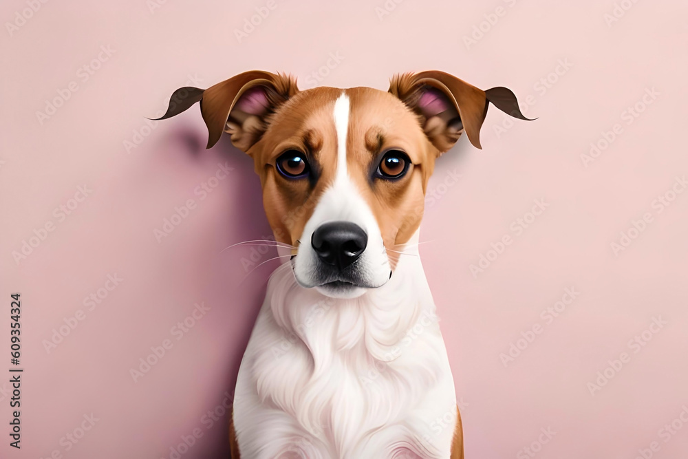 Adorable Dog, Soft Pink Background
