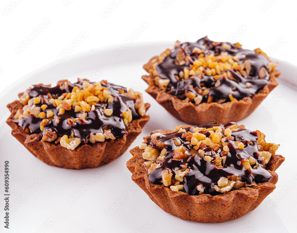 mini tartlets with chocolate cream and nuts mini tartlets with chocolate cream and nuts