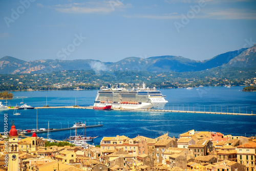 Cruise ship at the pier of Kerkyra city