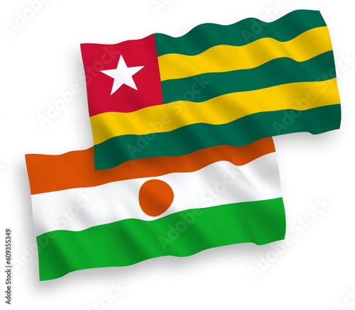 Flags of Togolese Republic and Republic of the Niger on a white background