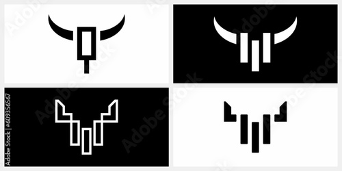 bull for buy and sell forex trading logo design template vector EPS 10.