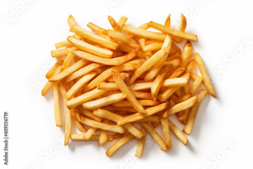 yellow fry fast snack potato french isolated chip meal fat. Generative AI.