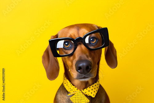 dog yellow pet business humor background financial funny accounting animal finance. Generative AI. © SHOTPRIME STUDIO