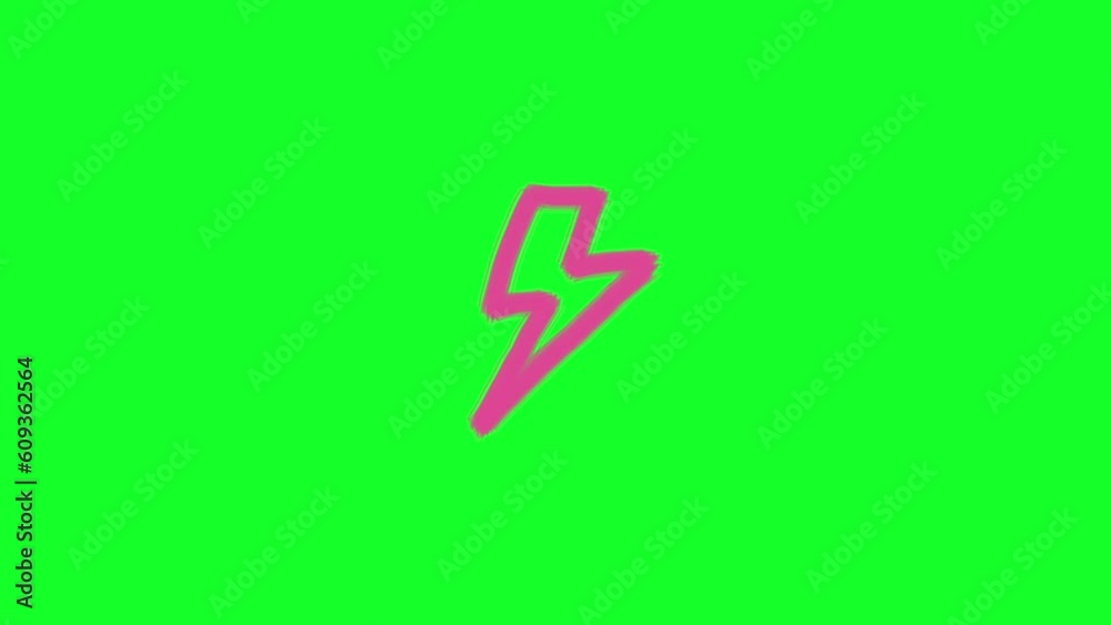 Animated purple symbol of thunder. Hand-drawn scribble icon. Vector illustration isolated on a green screen background. Animated purple symbol of thunder. Hand-drawn scribble icon. Vector illustration isolated on a green screen background.