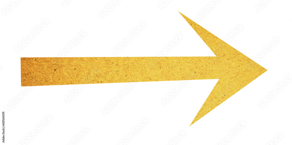 Yellow paper arrow sign on transparent background Yellow paper arrow sign on transparent background