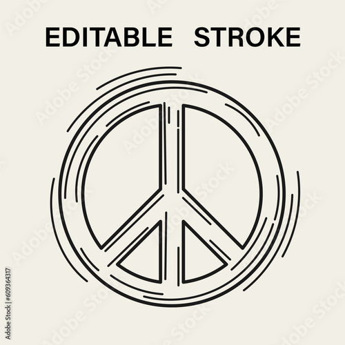 Peace sign with editable stroke.