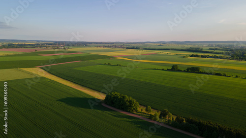 Czech nature with fields and meadows during spring day, Litomysl
