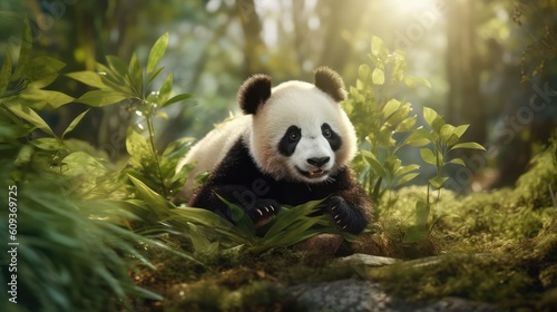 Giant Panda in the forest natural enviroment