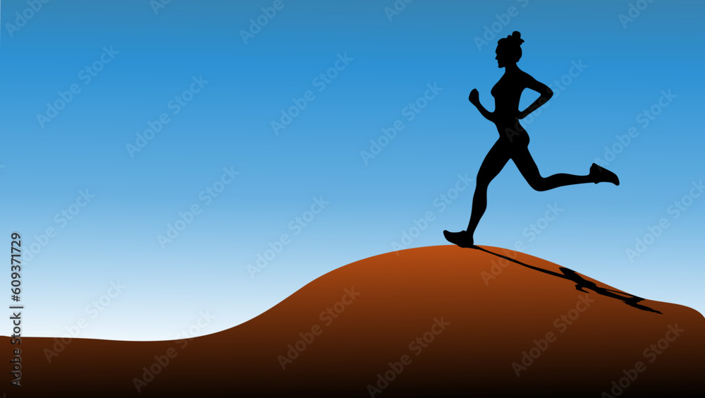 Woman running alone in the desert Woman running alone in the desert