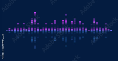 Waves of the equalizer on purple background