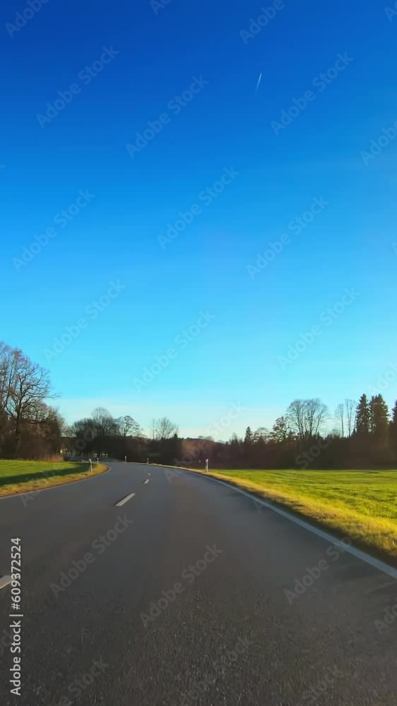Car driving point of view, sunny autumn nature, vertical reels Car driving point of view, sunny autumn nature, vertical reels