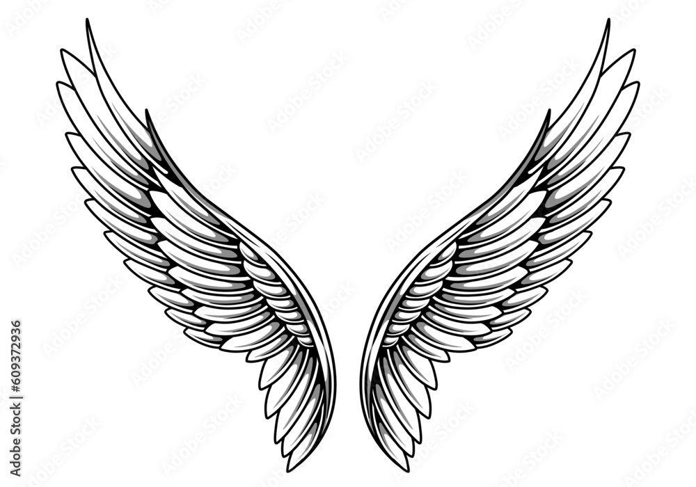 vector angel wings tribal tattoo