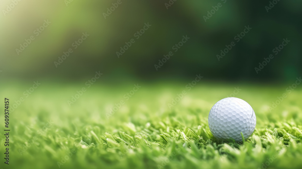 Fototapeta premium Golf ball on tee, copy space