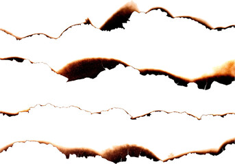 Paper burned isolated on white background with clipping path