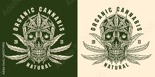Cannabis smoker skull monochrome flyer