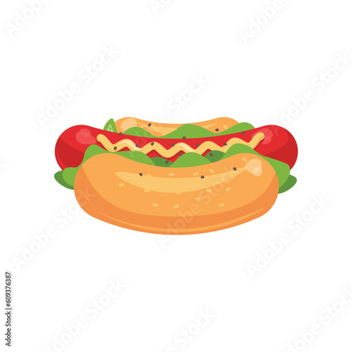 Hotdog vector illustration, hotdog flat icon, fast food icon