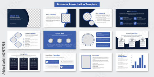 Startup business presentation slides template design, annual report and company brochure, booklet, catalog design, pwoerPoint template or pitch deck template