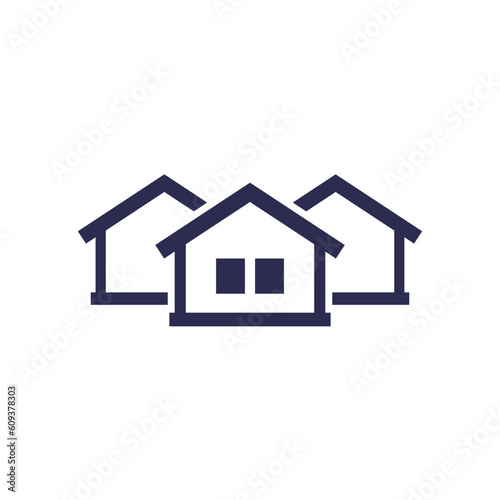 neighbourhood, houses icon on white
