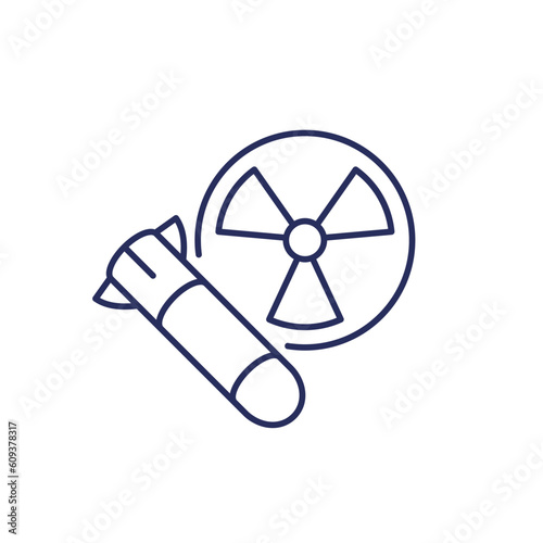 nuclear missile line icon on white