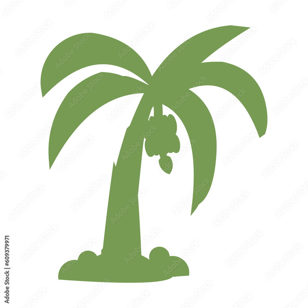 Bananas tree isolated on transparent background. PNG Stock Illustration