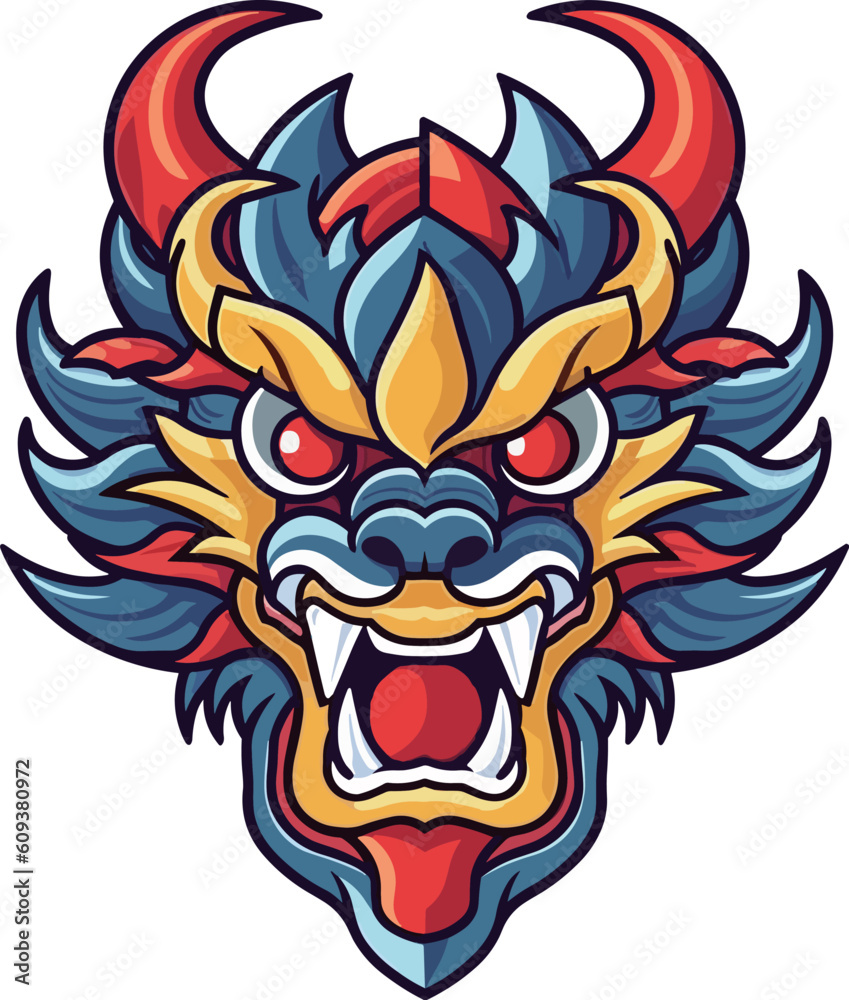 Traditional Chinese dragon head vector material