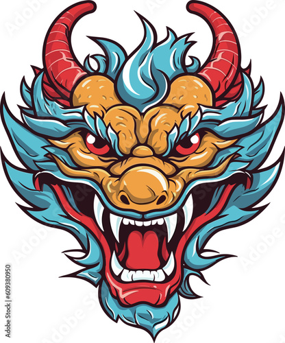 Traditional Chinese dragon head vector material