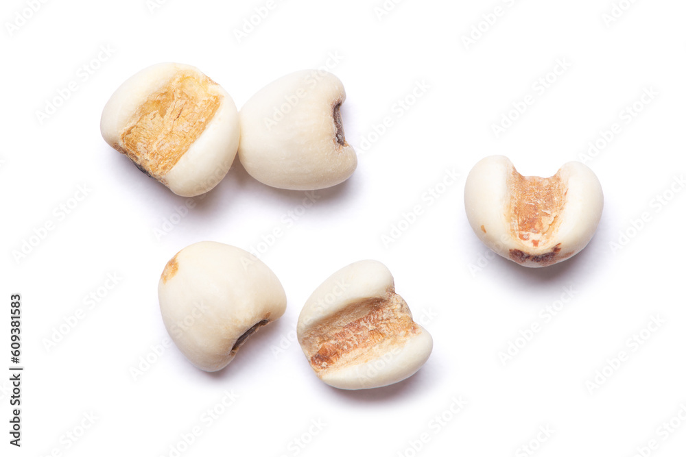 White Job's tears (Adlay millet, pearl millet or coix seeds) isolated on white background. White Job's tears (Adlay millet, pearl millet or coix seeds) isolated on white background.