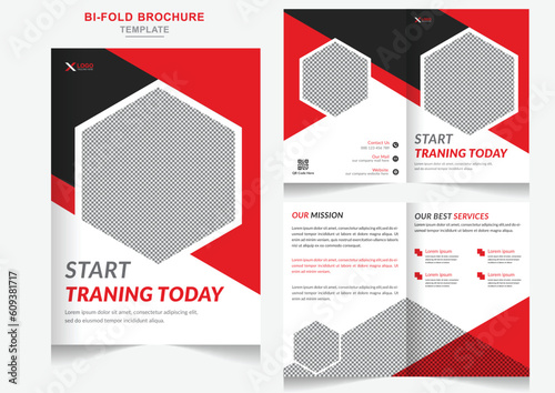 Modern GYM bi-fold brochure Fitness First Template design