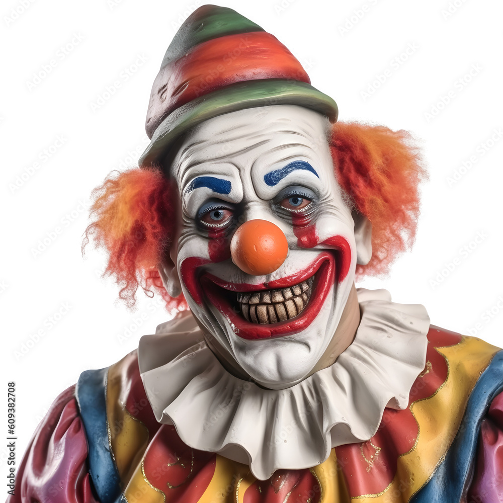 face of Clown dressed in clown costume showing teeth, png file ...