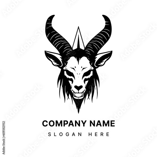 Embrace the enigmatic allure of the Baphomet head illustration logo design. Intriguing, occult inspired, and perfect for a brand that stands out. Generative AI