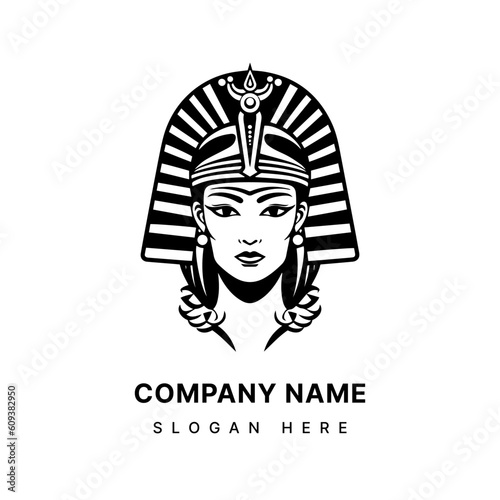 Captivating Cleopatra inspired logo design with a hand drawn touch, exuding elegance, power, and timeless allure. Perfect for luxury brands and beauty businesses. Generative AI