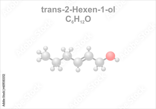 Simplified scheme of the trans-2-Hexen-1-ol molecule. Odorous substance in e.g raspberries.