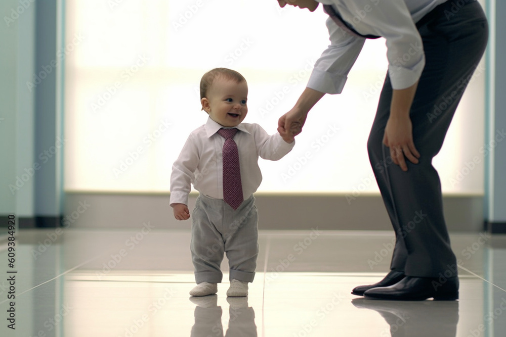 Baby's first steps captured in a heartwarming moment, baby Generative AI Baby's first steps captured in a heartwarming moment, baby Generative AI