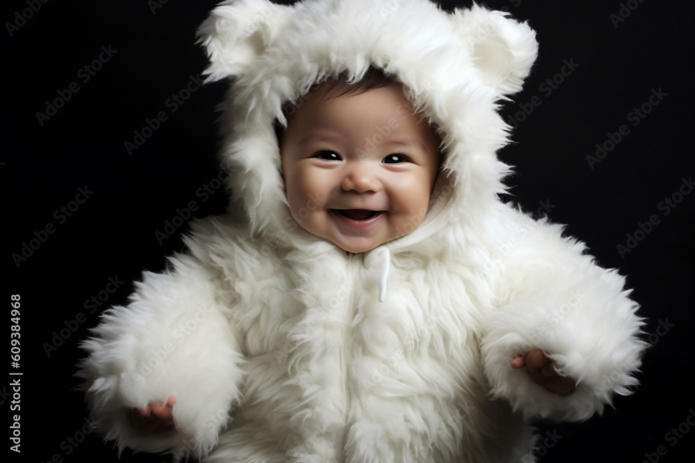 Baby dressed in a fluffy animal costume, baby Generative AI Baby dressed in a fluffy animal costume, baby Generative AI