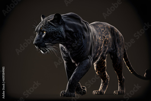 Black panther with golden accents