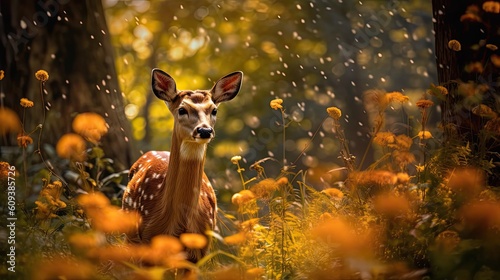 Deer in the wild forest. 