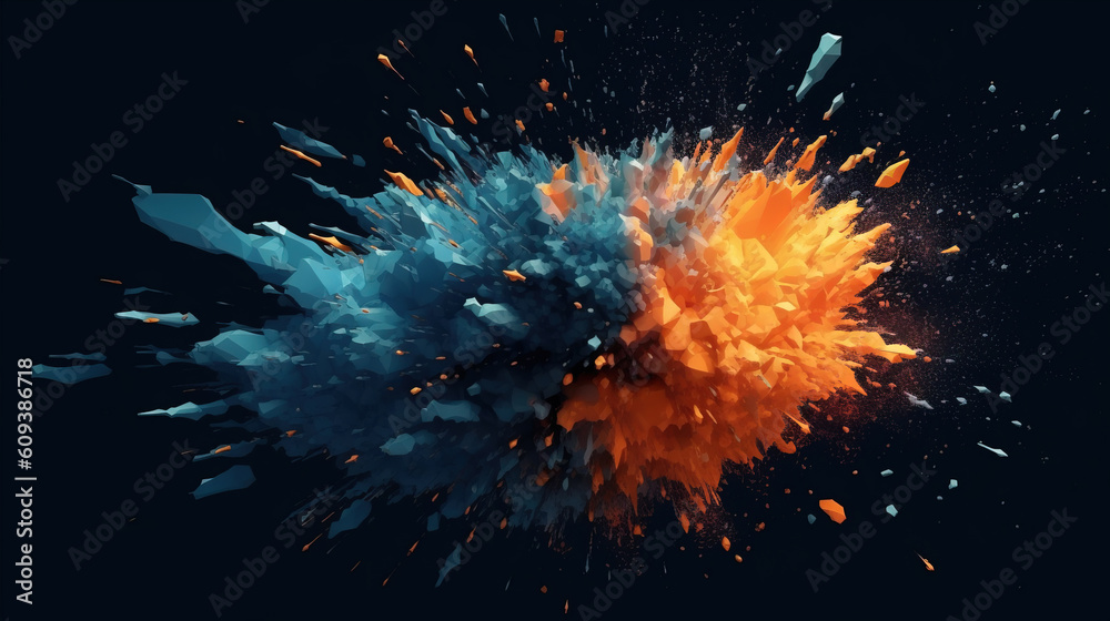 Abstract explosion illustration,created with generative ai tecnology.